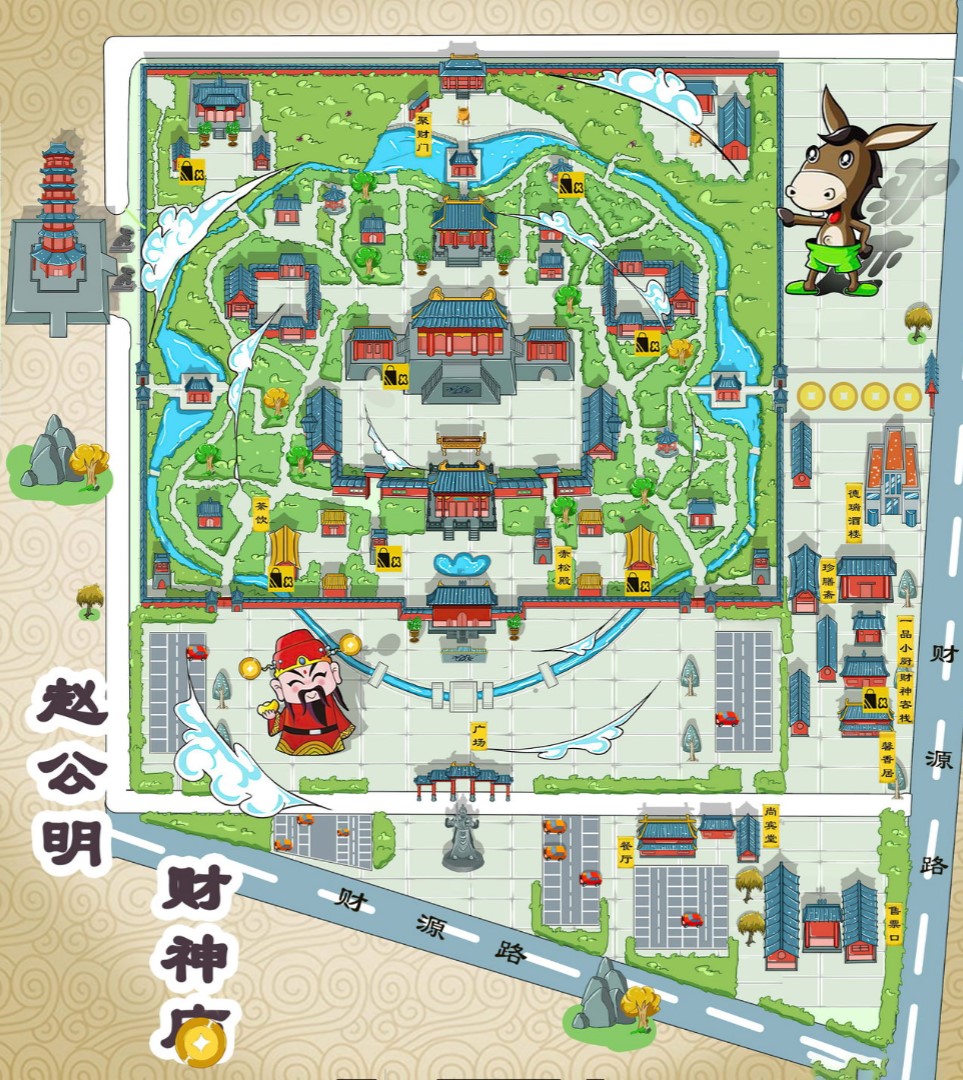 建邺寺庙类手绘地图